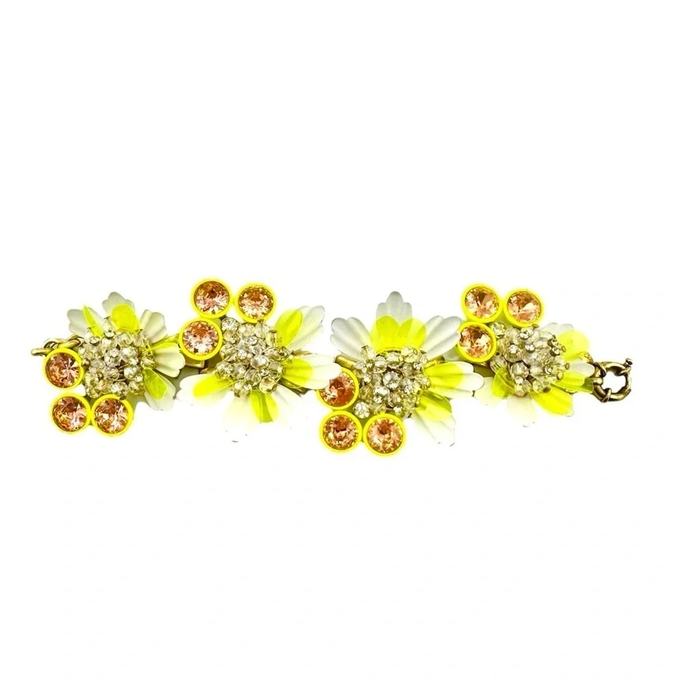 J. Crew RARE Brulee NWT White Yellow Floral Enamel Bracelet